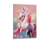 Pink Unicorn Wall Art for Girls Room Magical Fantasy Horse Poster for Kids Room Or Nursery Decor Whimsical Animal Print Pastel Aesthetic Walls Gift 08x12inch Frame