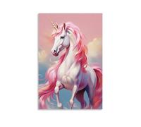 Pink Unicorn Wall Art for Girls Room Magical Fantasy Horse Poster for Kids Room Or Nursery Decor Whimsical Animal Print Pastel Aesthetic Walls Gift 20x30inch Unframe