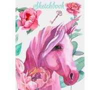 PINK UNICORNS FANTASY FLOWERS SKETCHBOOK SKETCH BOOK 200 BLANK PAGES WHITE 8.5"x11" DRAWING BOOK: Nice Large Sized Sketchbook Art Book for all Artists