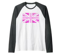 Pink Union Jack/Flag (Worn Design) Raglan Baseball Tee