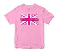 Pink Union Jack Girls T Shirt - Patriotic Kids Tee - British Heritage Top for Her - English Pride Gift, 1-2 Years, Light Pink