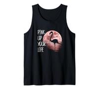 Pink Up Your Life Romantic Full Moon Flamingo Silhouette Tank Top