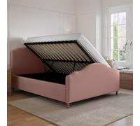Pink Upholstered King Size Side-Lift Ottoman Storage Bed with Legs - Marie