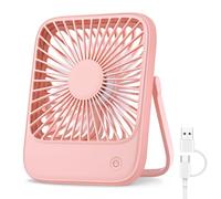 Pink USB Desk Fan 3 Speeds Silent Small Desktop Table Fan Cooling with 180° Tilt Folding, Powerful Hanging Adjustbale Mini Fans for Home Office Bedroom Car Camping, USB A/C Powered (No Battery)