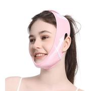 Pink V-Line Lifting Mask, Reusable Double Chin Reducer Chin Strap for Face Slimming, Adjustable and Comfortable Fit for Women and Men, Breathable Mesh Material
