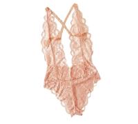 Pink V Neck Lace Backless Bodysuit (UK 10/12)