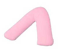 (Pink) V Shaped Pillow with Free Brushed Cotton V Pillowcase Orthopaedic Neck Back Support Cushion