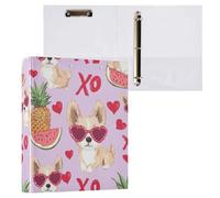 Pink Valentine's Day Puppy Love 1 And A Half Inch Notebook Binder 3 Rings With Inner Pockets Pack 1/2 Office Supplies 200 Sheets