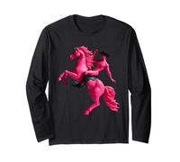 Pink Vampire Cowboy Riding Pony Weird Nude Surreal Humor Long Sleeve T-Shirt