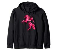 Pink Vampire Cowboy Riding Pony Weird Nude Surreal Humor Zip Hoodie