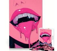 Pink Vampire Lips 1000 Piece Jigsaw Puzzle for Teenagers Logic Toy Group Play Precision Cut Thoughtful Gift (38x52cm)