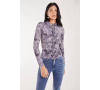 Pink Vanilla Acid Distressed Look Double Zip Top In Midnight Midnight M