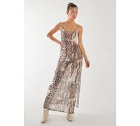 Pink Vanilla Animal Print Mesh Maxi Dress In Brown Brown 6