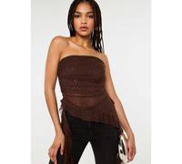 Pink Vanilla Asymmetric Diamante Bandeau Top - L - Brown