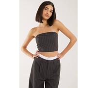 Pink Vanilla Bandeau Crop Top In Charcoal Charcoal S