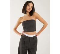 Pink Vanilla Bandeau Crop Top - S - Dark Grey