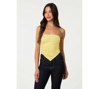 Pink Vanilla Bandeau Ruched Side Lace Top - S - Light Yellow
