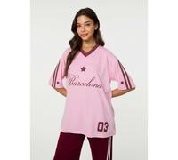 Pink Vanilla Barcelona Football Sports Jersey Top - S-M - Pink