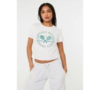 Pink Vanilla Beverly Hills Tennis Embellished T-Shirt - S-M - White