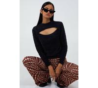 Pink Vanilla Black Fluffy Cut Out High Neck Jumper Black S
