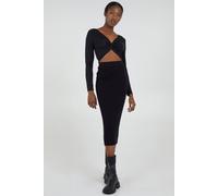 Pink Vanilla Black Knot Front Long Sleeve Ribbed Top Black L