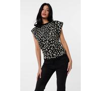 Pink Vanilla Black Leopard Print Shoulder Pad Top Black M/L