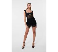 Pink Vanilla Black Tiered Ruffle Lace Mini Skirt Black M