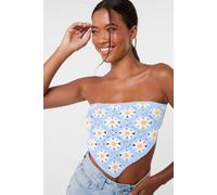 Pink Vanilla Blue Daisy Crochet Hanky Top Blue One Size
