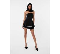 Pink Vanilla Bow Back Contrast Binding Bandeau Dress - M - Black