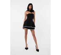 Pink Vanilla Bow Back Contrast Binding Bandeau Dress - S - Black