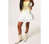 Pink Vanilla Broderie Ruffle Mini Skirt - White - L