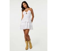 Pink Vanilla Broderie Tiered Mini Dress - S-M - Ivory