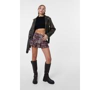 Pink Vanilla Brown Tiered Leopard Ruffle Mini Skirt Brown M