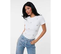 Pink Vanilla Butterfly Embellished T-Shirt In Ivory Ivory S/M