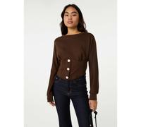 Pink Vanilla Button Front Corset Sweatshirt - S-M - Brown