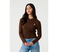 Pink Vanilla Cable Knit Bear Hoodie - S-M - Brown