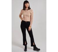 Pink Vanilla Camel Cropped Cable Knit Jumper Camel M/L