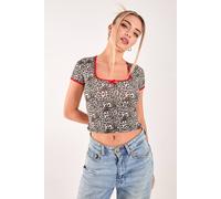 Pink Vanilla Cap Sleeve Leopard Print Top In Brown Brown M