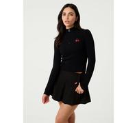 Pink Vanilla Cherry Stripe Half Zip Up Jumper - S-M - Black