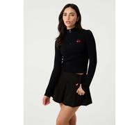 Pink Vanilla Cherry Stripe Half Zip Up Jumper - S-M - Black