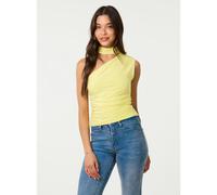 Pink Vanilla Choker Scarf Detail Slinky Top - M - Light Yellow