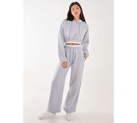 Pink Vanilla Contrast Waist Band Wide Joggers - L - Grey