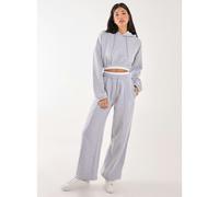 Pink Vanilla Contrast Waist Band Wide Joggers - S - Grey