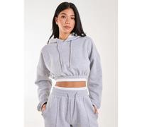 Pink Vanilla Contrast Waistband Cropped Hoodie - S - Grey