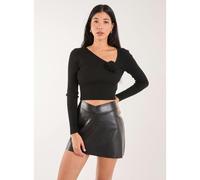 Pink Vanilla Corsage Knit Long Sleeve Top - M - Black