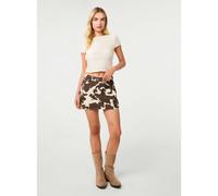 Pink Vanilla Cow Print Denim Skirt - Black - UK 8
