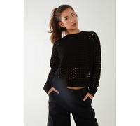 Pink Vanilla Crochet Knitted Sweater - M-L - Black