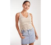 Pink Vanilla Crochet Vest In Stone Stone M/L