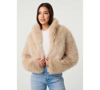 Pink Vanilla Crop Fur Jacket - M - Stone