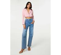 Pink Vanilla Crop One Button Puffball Blazer Jacket - One Size - Pink